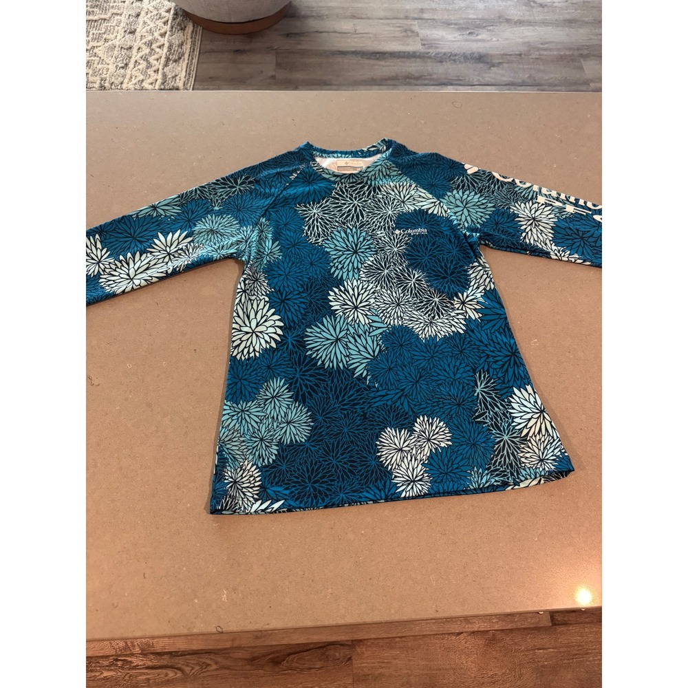 Columbia‎ PFG Women's Blue Floral Rash Guard Swim Shirt Top S